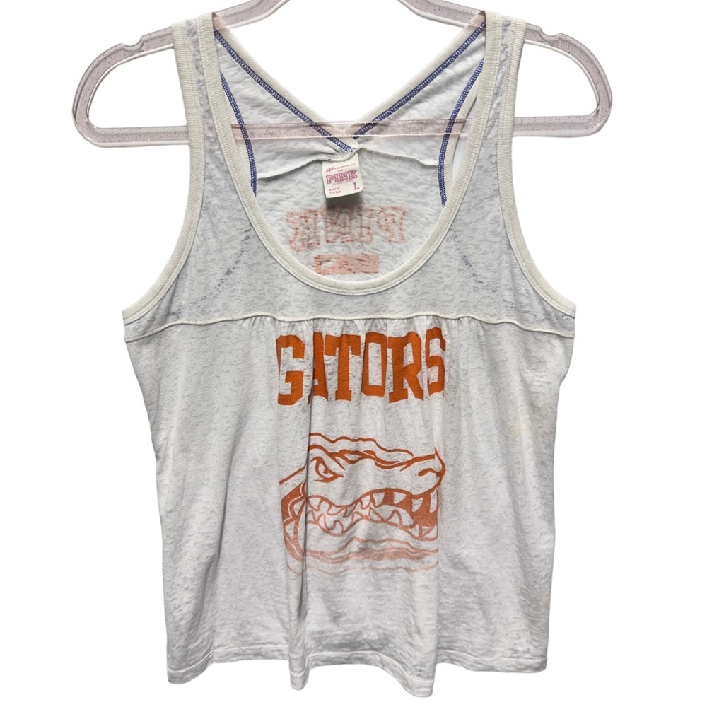 PINK Victoria's Secret UF Gators Campus Racerback Tank Top Burnt Out Tee